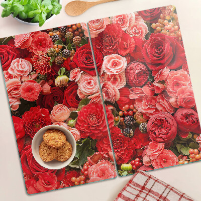 Planche à découper en verre Motif floral avec des roses
