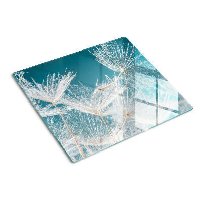 Planche à découper verre Pissenlits sur fond bleu