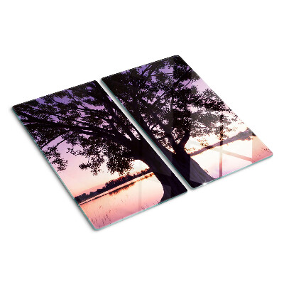 Planche à découper verre Arbre au coucher du soleil