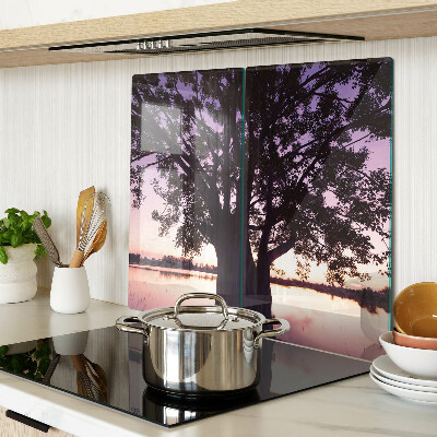 Planche à découper verre Arbre au coucher du soleil