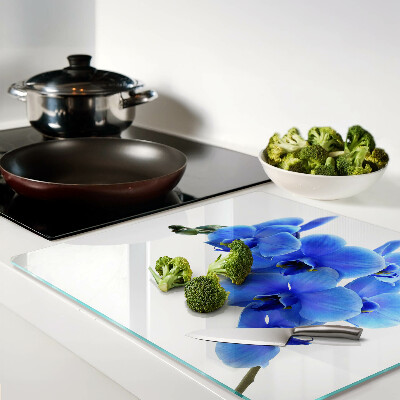 Planche à découper en verre Orchidées bleues