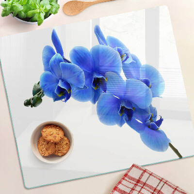 Planche à découper en verre Orchidées bleues