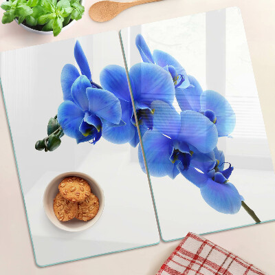 Planche à découper en verre Orchidées bleues
