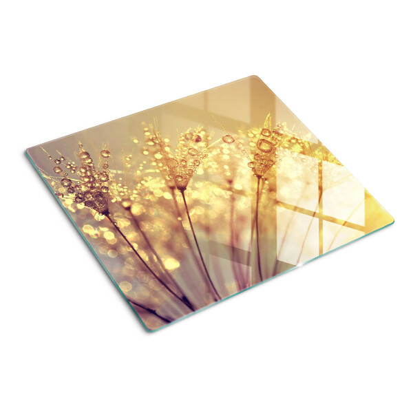 Planche à découper verre Fleurs avec des gouttes d'eau