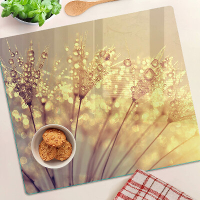 Planche à découper verre Fleurs avec des gouttes d'eau