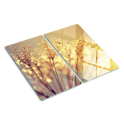 Planche à découper verre Fleurs avec des gouttes d'eau