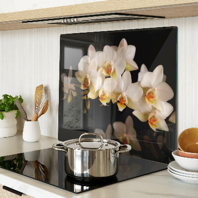 Planche à découper verre Orchidées sur fond noir