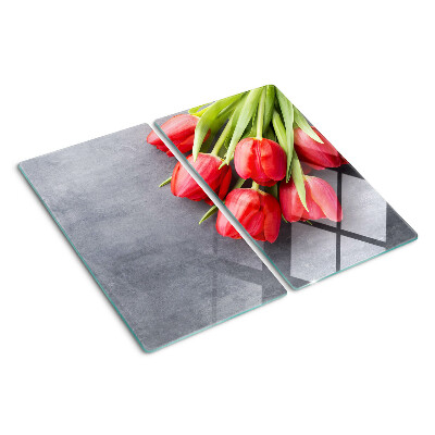 Planche à découper en verre Tulipes sur fond gris