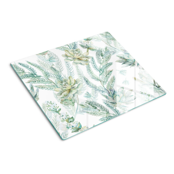 Planche à découper verre Plantes succulentes et feuilles