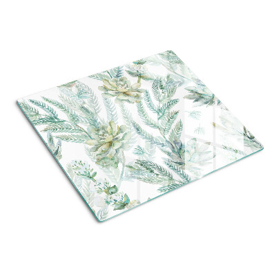 Planche à découper verre Plantes succulentes et feuilles
