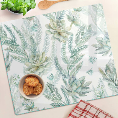 Planche à découper verre Plantes succulentes et feuilles