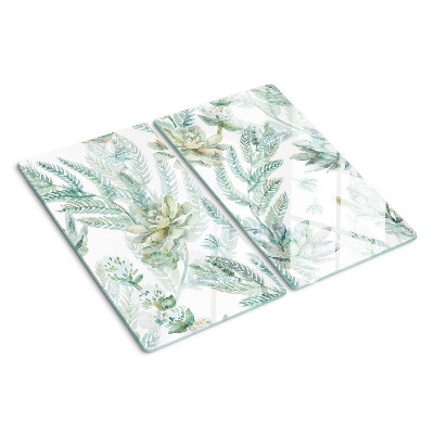 Planche à découper verre Plantes succulentes et feuilles