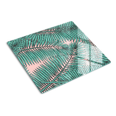 Planche à découper en verre Feuilles de palmier sur fond rose