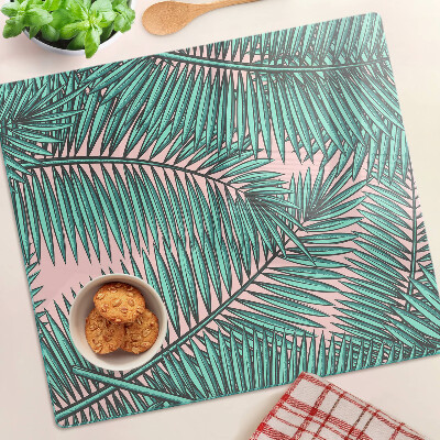 Planche à découper en verre Feuilles de palmier sur fond rose