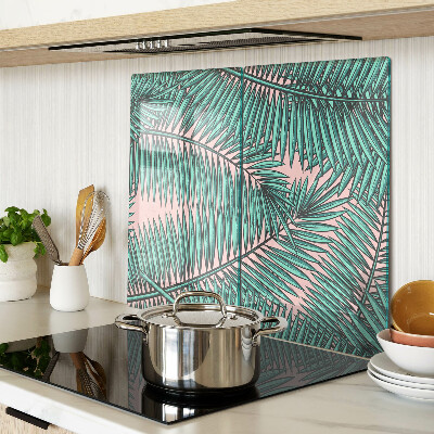 Planche à découper en verre Feuilles de palmier sur fond rose