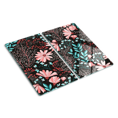 Planche à découper verre Motif floral sur fond sombre