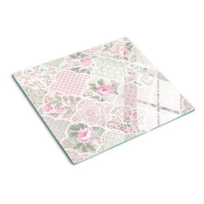 Planche à découper en verre Motif floral dans des tons pastel