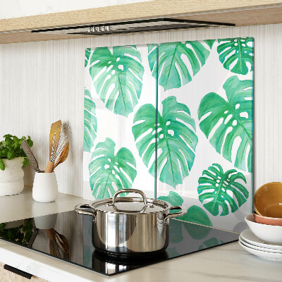 Planche à découper en verre Feuilles de Monstera sur fond blanc