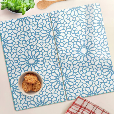 Planche à découper verre Motif floral dans les tons de bleu