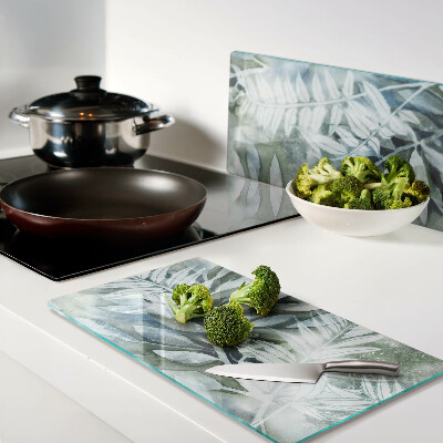 Planche à découper en verre Feuilles tropicales aux tons pastel