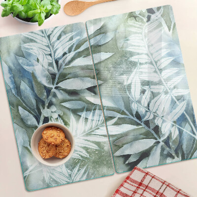 Planche à découper en verre Feuilles tropicales aux tons pastel