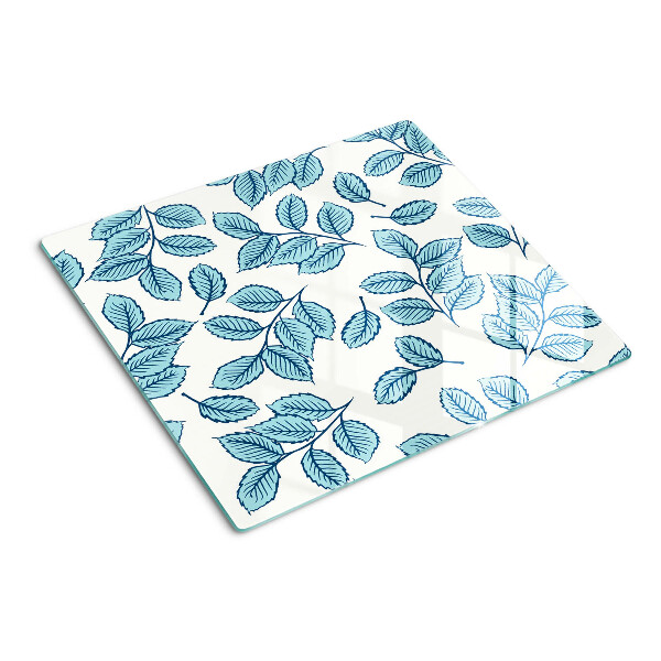 Planche à découper verre Feuilles aux tons bleus