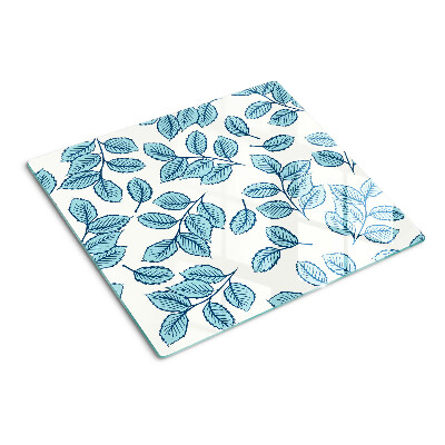 Planche à découper verre Feuilles aux tons bleus