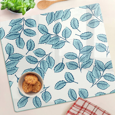Planche à découper verre Feuilles aux tons bleus