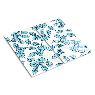 Planche à découper verre Feuilles aux tons bleus