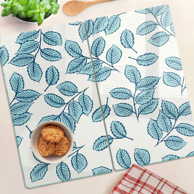 Planche à découper verre Feuilles aux tons bleus