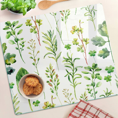 Planche à découper verre Motifs végétaux dans des tons de vert