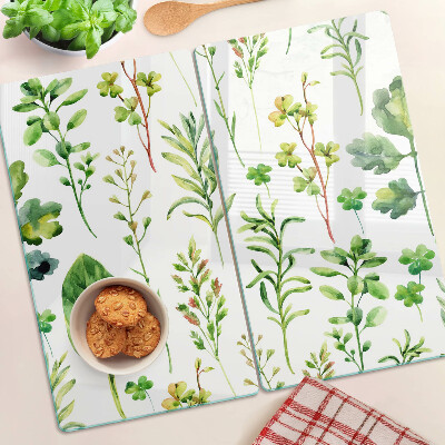 Planche à découper verre Motifs végétaux dans des tons de vert