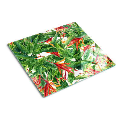 Planche à découper en verre Feuilles et fleurs tropicales