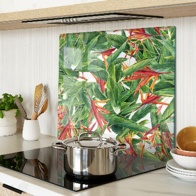 Planche à découper en verre Feuilles et fleurs tropicales