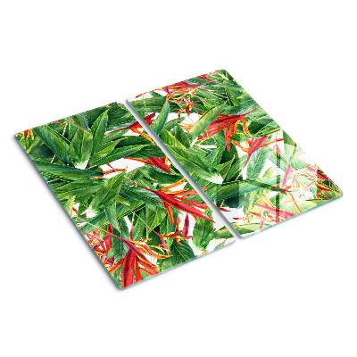Planche à découper en verre Feuilles et fleurs tropicales