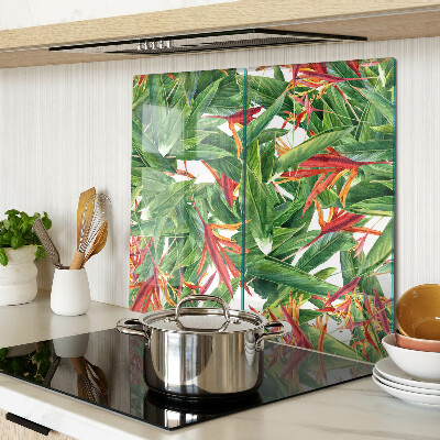 Planche à découper en verre Feuilles et fleurs tropicales