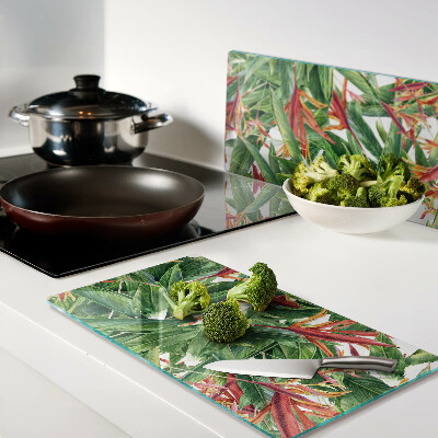 Planche à découper en verre Feuilles et fleurs tropicales