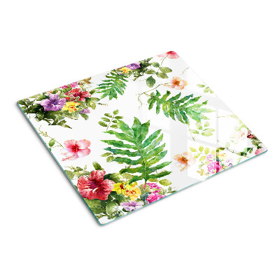 Planche à découper en verre Motif floral avec des feuilles