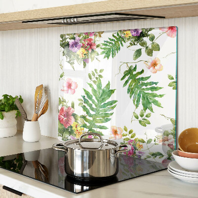 Planche à découper en verre Motif floral avec des feuilles
