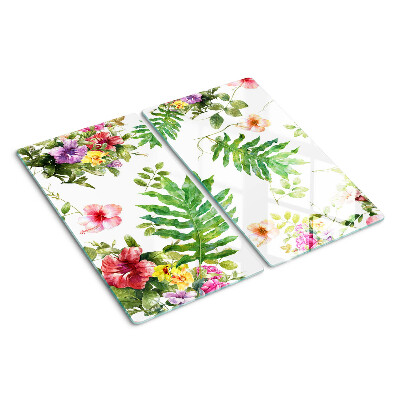 Planche à découper en verre Motif floral avec des feuilles