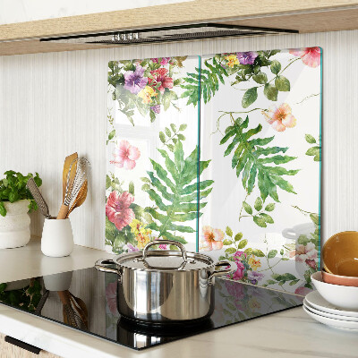 Planche à découper en verre Motif floral avec des feuilles