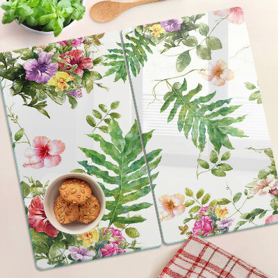 Planche à découper en verre Motif floral avec des feuilles