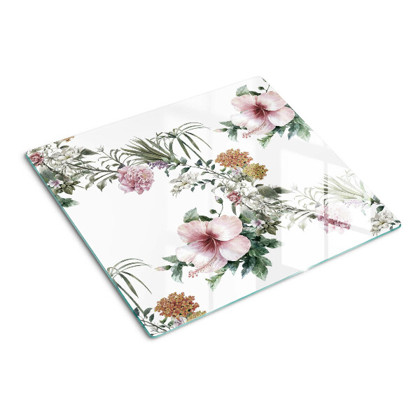 Planche à découper en verre Motif floral avec hibiscus