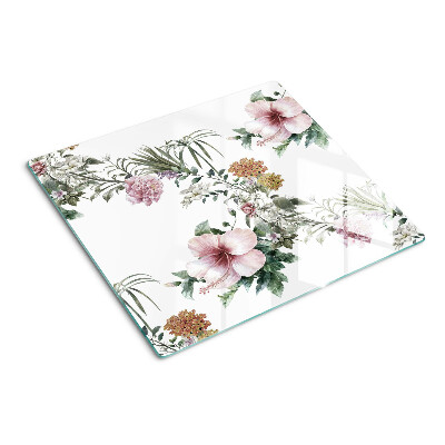 Planche à découper en verre Motif floral avec hibiscus