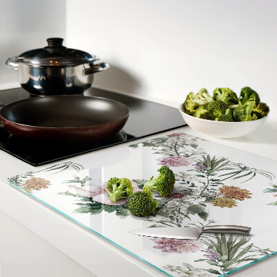 Planche à découper en verre Motif floral avec hibiscus