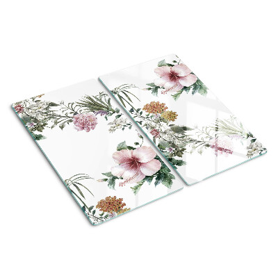 Planche à découper en verre Motif floral avec hibiscus