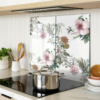Planche à découper en verre Motif floral avec hibiscus