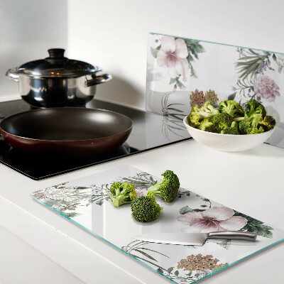 Planche à découper en verre Motif floral avec hibiscus
