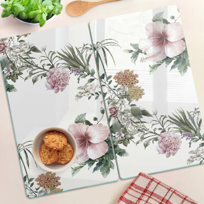 Planche à découper en verre Motif floral avec hibiscus