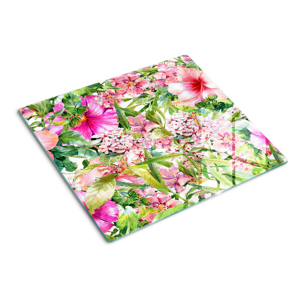 Planche à découper verre Motif floral tropical